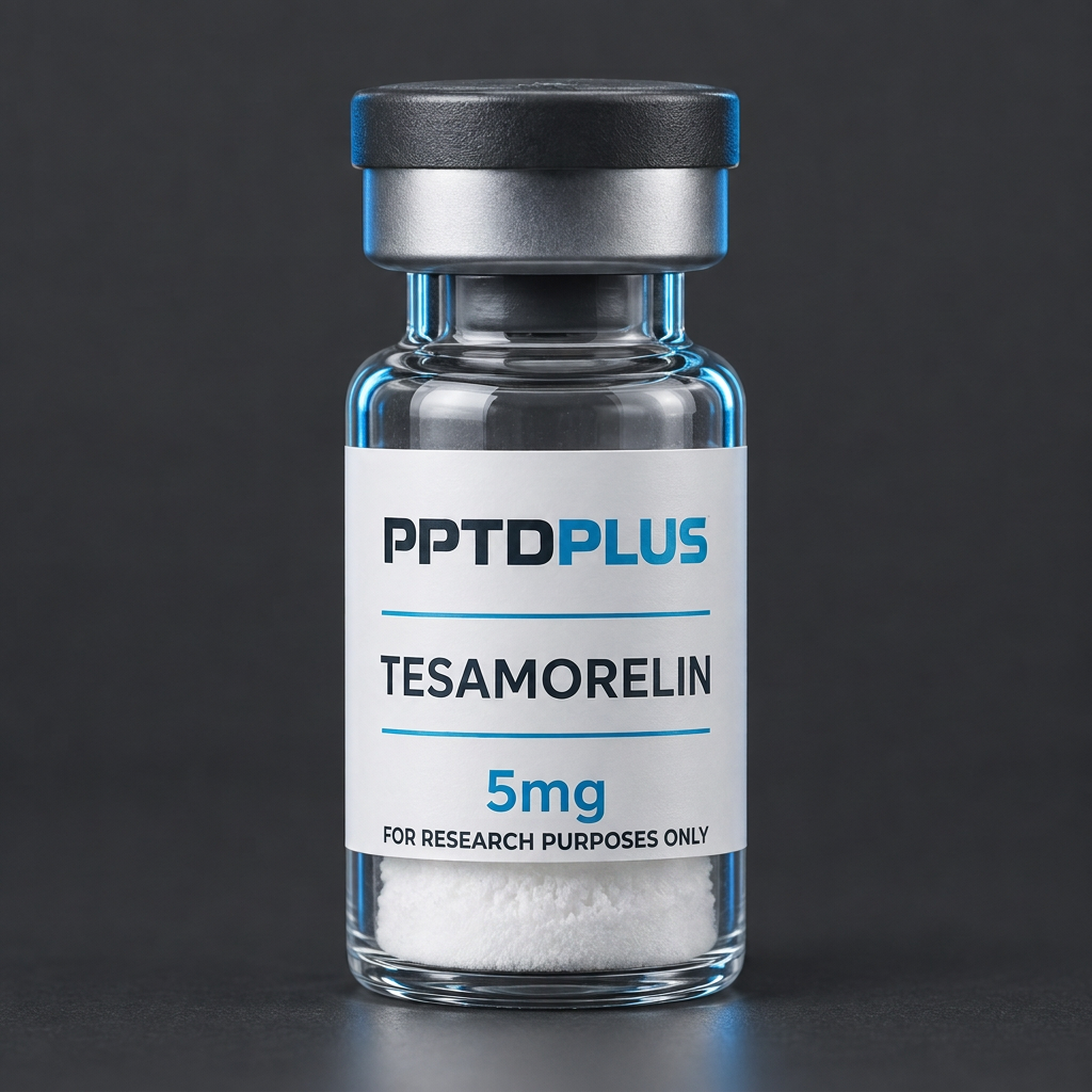 PPTDPLUS Tesamorelin 5mg research vial, labelled for research purposes only
